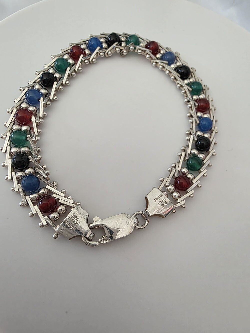 Milor / Italy  925 Sterling Silver Multi Color Ball Bracelet